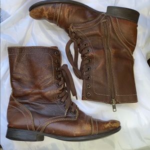 Steve Madden Brown Leather Combat Boots